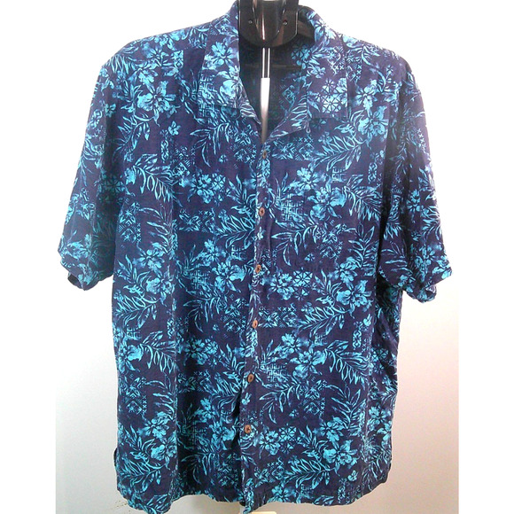 Caribbean Joe Island Supply Company Men's XXL Short Sleeve Blue Button-down - Picture 1 of 9